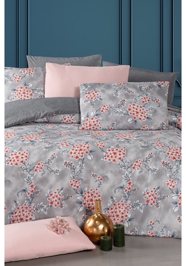 Lastikli Çarşaflı Tek Kişilik Nevresim Takımı Redwin Kırmızı-füme