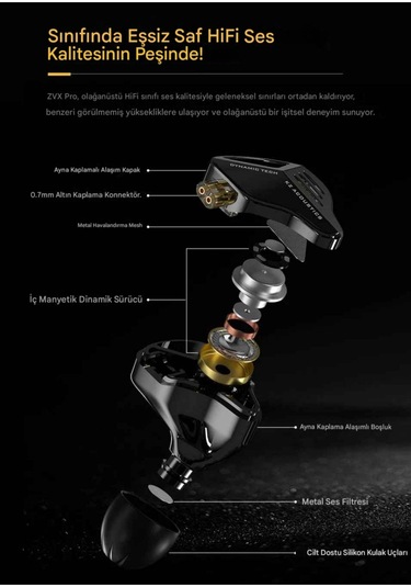 Kz Zvx Pro Saf Akustik Tasarım Tamamen Metal Iem Zvx Pro