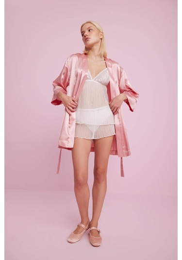 DeFacto Bridal Dantel Beyaz Askılı Pijama Üstü-Fall in Love B0208AX24SPWT46
