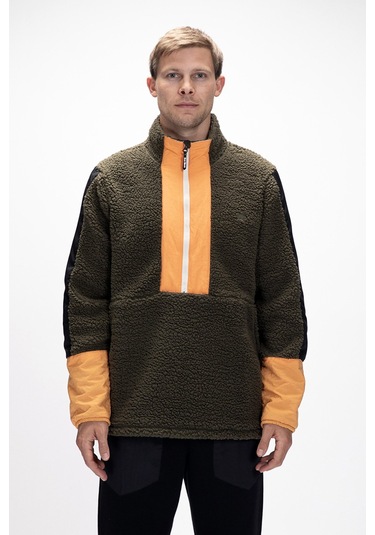 Bomb Soluk Yeşi L Yarım Fermuarlı Erkek Polar Soluk Yeşil