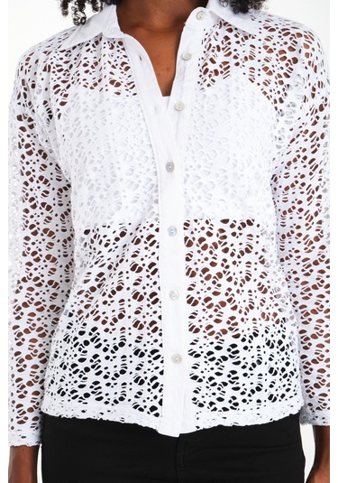 By Papi Dantel Gömlek Beyaz