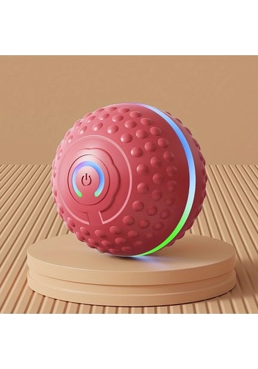 Turcoshop11 1 Otomatik Zıplayan Kırmızı Köpek Oyuncağı Usb Şarjlı Akıllı İnteraktif Top Küçük Orta Büyük Boy Köpekler İçin