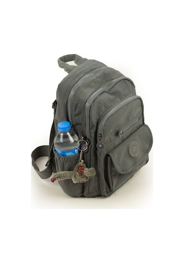 Krinkıl / Klinkır Su Geçirmez Ithal Kumaş Çok Gözlü Günlük Küçük Kadın Sırt Çantası Gri 8317 Gri