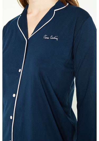 Pierre Cardin 7717 Gömlek Model Kadın Pijama Takım Lacivert