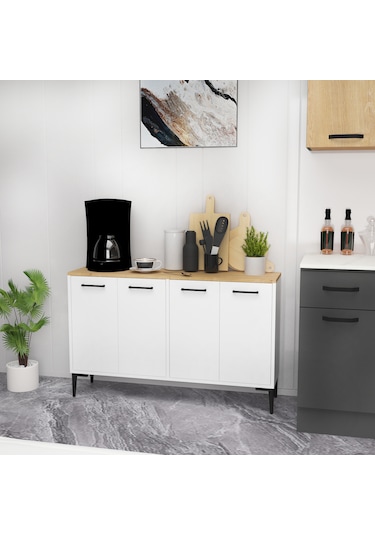 Frezya 4 Kapaklı Kahve Köşesi Mutfak Dolabı Beyaz Safirmeşe