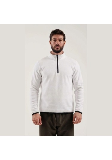 Exuma Erkek Yarım Fermuar Polar 2412001 - Beyaz Beyaz