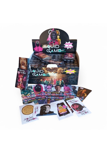 Squid Game 48 Kutulu Oyun Kartları Toplam 288 Kart 48 Stickers