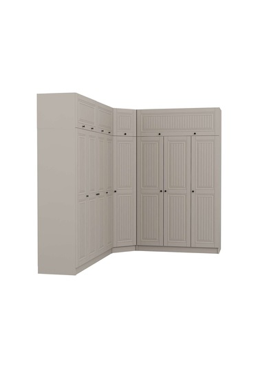 Kale 8 Kapaklı 4 Çekmeceli Köşe Dolap + Yüklük Kumtaşı Mebran İlkbahar 235cm Bej