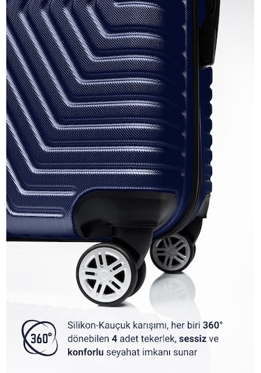 G&d Polo Suitcase Abs 3'lü Lacivert Lüx Valiz Seyahat Seti 600.04-set Lacivert