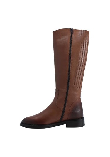 Poletto Hakiki Deri Taba Çizme Düz 5780 27 S-2304 Taba