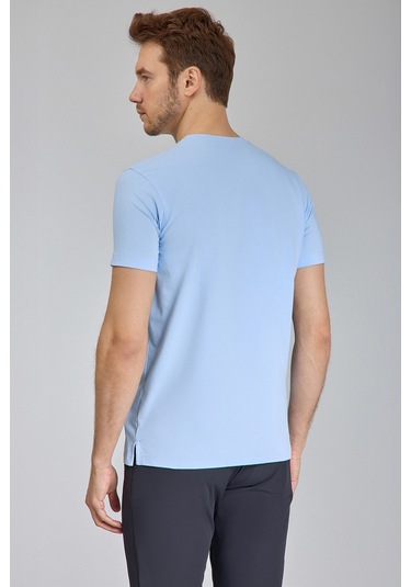 Bisse Supima Gömlek Yaka Cool Touch Erkek T-shirt Mavi Ts24y24106 D35 Mavi
