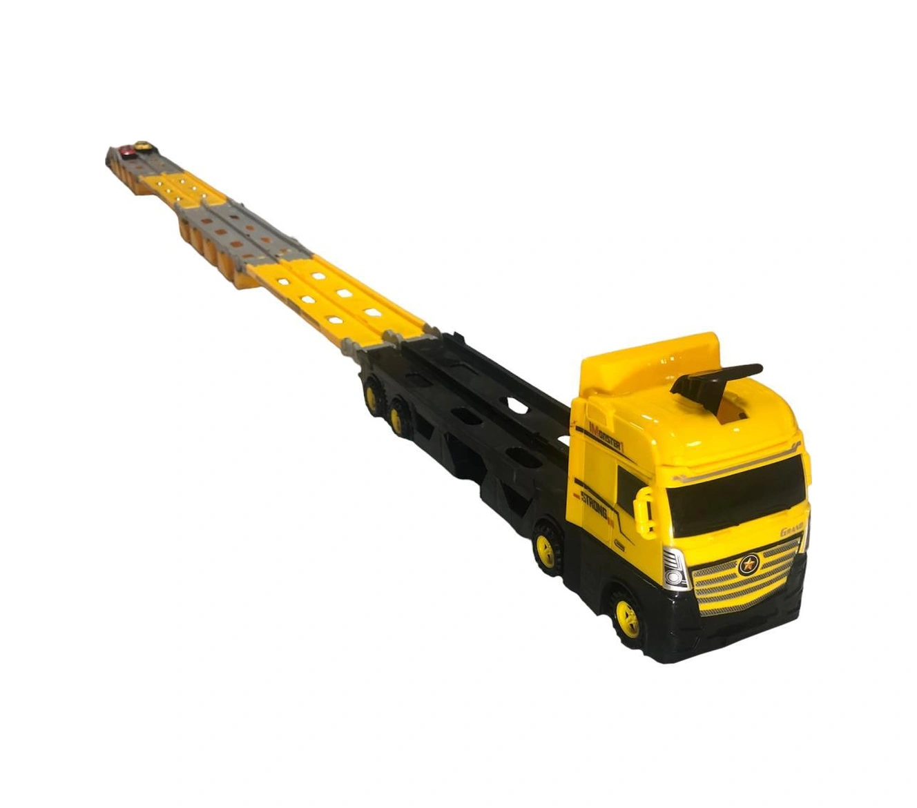 Farbu Oyuncak Sürat Pistli Tır, 2 Mt Pist Tek Kol Fırlatıcı 24 Araç Kapasiteli Taşıyıcı Tır, 2 Adet Araba İçerir Sarı Sarı
