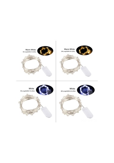 Ximistore9 1 Metre Bakır Tel Led Işık Zinciri 3000k Islak Beyaz 10 Led 2032 Pil Kutusu Noel Dekorasyon Atmosfer Işığı Ip44 Pil Dahil Değil