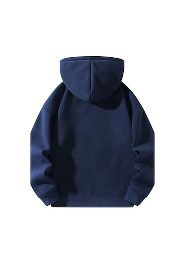 Unisex Fermuarlı Kapüşonlu Oversize La Baskılı Sweatshirt Siyah / Lacivert / Gri Siyah-gri-lacivert