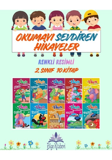 2.sınıf Okumayı Sevdiren Renkli Resimli Hikayeler 7 - 10 Kitap