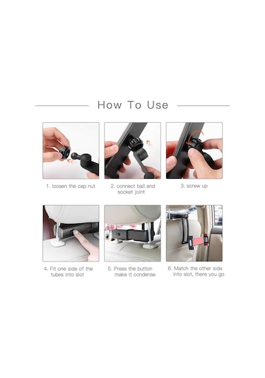 Sones Evrensel 360 Döndürme Tutucu Braketi Arka Koltuk Araç Montajı Kırmızı