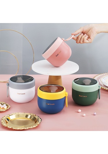 Dianziye 304 Paslanmaz Çelik Isı Saklama Kupa, Büyük Kapasite, Kapaklı Ve Kaşık Dahil, Öğrenci-ofis Çalışanı İçin Taşınabilir Kahve-süt-ovay Kasesi Kuzey Avrupa Yeşili, Hy-600a