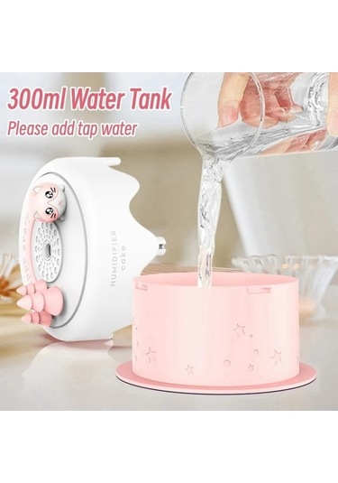 Createtech Usb Sprey Sessiz Nemlendirici Mini Masaüstü M328 Kek Karikatür Işık Gece Lambası Eklentisi Boyut:usb Beyaz