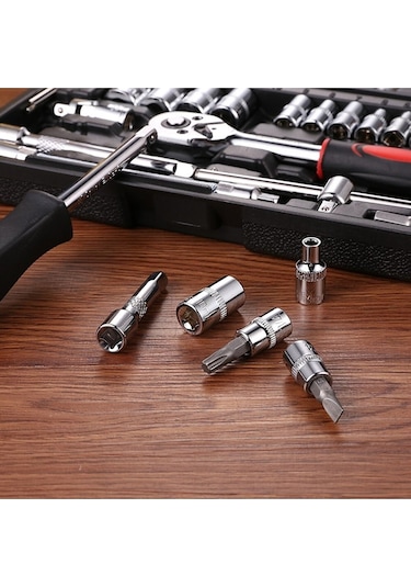 Yeni Nesil Lokma Anahtar Tamir Takımı 53 Adet 1/4 Cırcır Tork Anahtarı Soket Seti Oto Tamir Seti