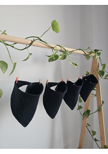 4 Adet Pamuklu Çift Katlı Çıtçıtlı Müslin Fular&salya Önlük Siyah Çok Renkli