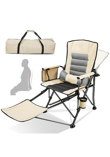 Katlanır Kamp Sandalyesi Comfort - Sırt Ayarlanabilir - Bej