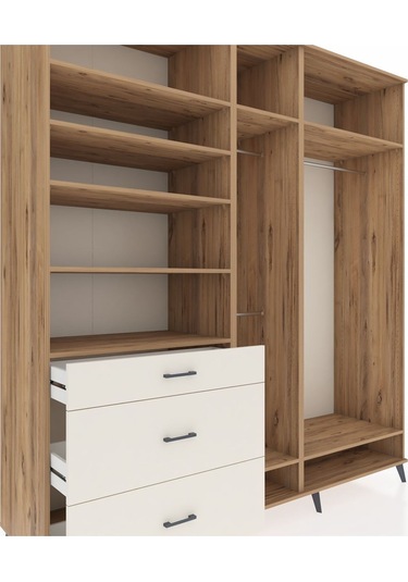 Kronos Dolap 9 Raflı 3 Çekmeceli 3 Askılı 220x59x243 Çam-çam/aytaşı Atlas Çam/aytası