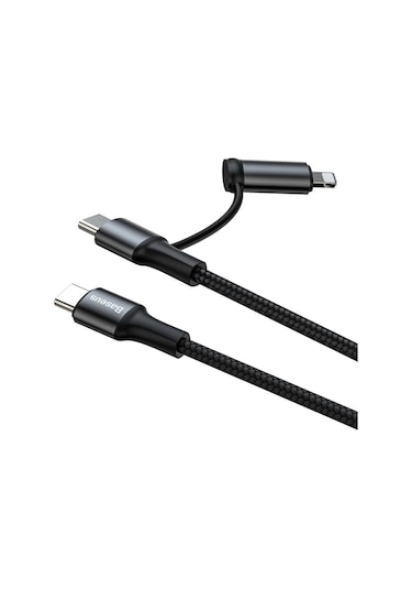 Baseus Twins 2in1 60W Type-C to Type-C + Lightning Kablo Siyah CATLYW-01