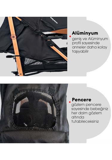 Baby Home 107 Clark Tam Yatar Alüminyum Baston Bebek Arabası