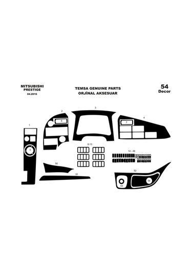 Mitsubishi Temsa Prestige Konsol-torpido Kaplama 2016 54 Parça-piano Black Piano Black