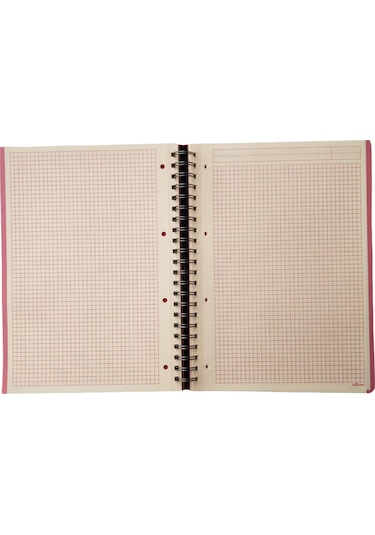 Le Color Lynel Kırmızı 3 Bölümlü Sert Kapak Spiral Kareli Defter