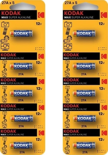 Pil 27 A Araba Garaj Kumanda Pili 12 Volt 2 Paket 5 li Kodak 27A