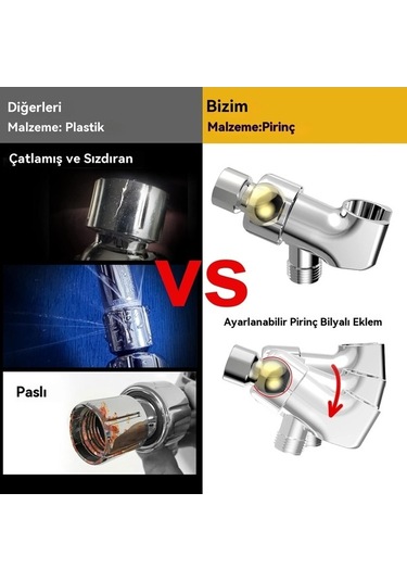 Ulzyvf Standart Şeffaf Premium Pirinç Kolu İçin El Duş Braketi, Ayarlanabilir Abs Başlık, 1/2" Bağlantı, Döner Tutucu, Duş Seti Aksesuarı Şeffaf