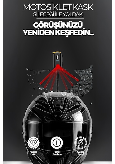 Robo Şarjlı Kask Sileceği Yedek Başlık Hediyeli 1