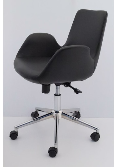 Hava Siyah Deri Ofis Çalışma Koltuğu