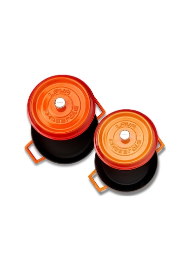 Lava Döküm Yuvarlak Derin ve Sığ 5 Parça Tencere Seti