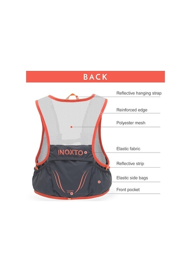 Tongxida Inoxto Ix592 2.5l Spor Çanta - 2x450ml Su Torbası - Koyu Gri & Turuncu Çok Renkli