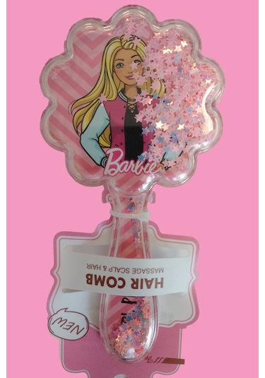 Gökbin Kız Çocuk 3D Pullu Trend Açma Tarama Barbie Çiçekli Saç Fırçası