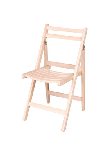 Sandalye KATLANIR Model Kayın Torna ayak Parlak Krem Ürün El Yapım Krem