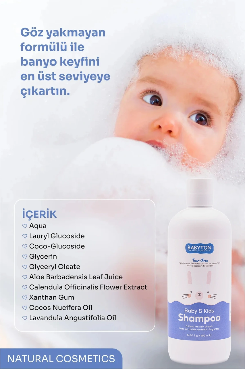 Göz Yakmayan Doğal Saç ve Vücut Şampuanı 2'li Set x 2