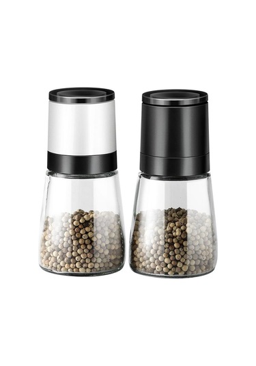 Karabiber Öğütücü Ev Manuel Gül Tuzu Tamamlayıcı Gıda Öğütme Şişesi El Bükülmüş Biber Tozu Şişesi Siyah 1 Adet