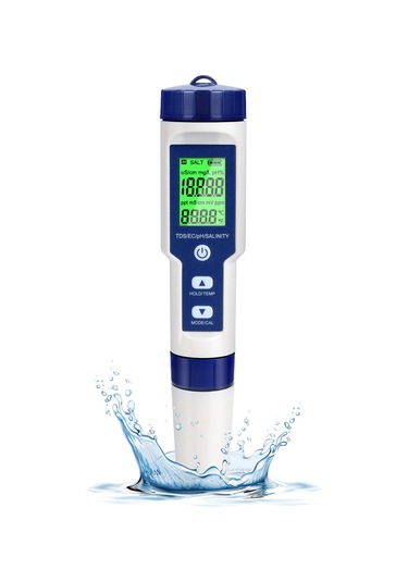 Cuteefun Dijital Ph Ölçüm Cihazı, 5'i 1 Arada Su Test Cihazı,