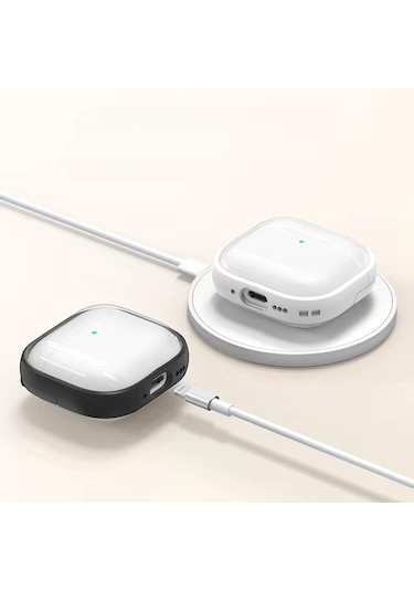 E2m Apple Uyumlu AirPods 4 Crystal Standlı Kılıf Mavi Mavi