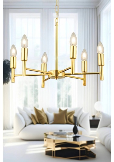 Vaneo 6 Lı Gold Modern Genç Odası Mutfak Salon Avize Çok Renkli