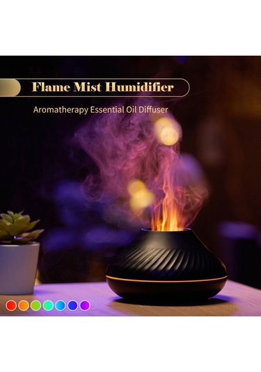 Padalink Ev İçin 7 Renkli Işıklı Simülasyon Alevi Aromaterapi Nebulizatörü, Otomatik Kapanma Özelliği İle Nemlendirici Ve Kokusu Saçan Cihaz