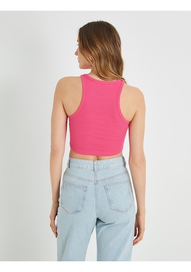 Koton Basic Crop Atlet Halter Yaka Pamuklu Fuşya 2sak10413ek Fuşya