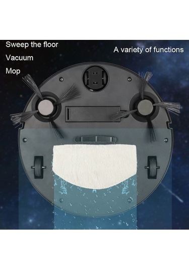 Dancemonkey Ev Otomatik Akıllı Şarjlı Süpürme Robotu 3'ü 1 Arada Siyah, Silme Ve Yıkama İle Siyah