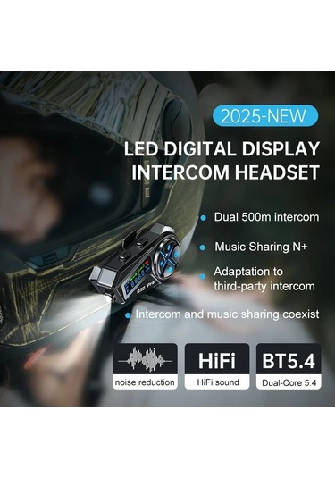 Kask Bluetooth 5.4 Kulaklık El Feneri Aydınlatma Led İle 500m Ara Bağlantı 2 İn 1