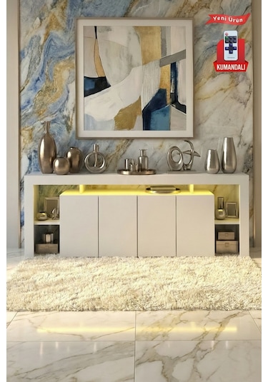 Kale Ledli Konsol 200 Cm Beyaz