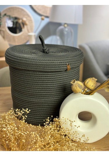 Victor Çok Amaçlı Düzenleyici Kapaklı Sepet,kapaklı Saksılık, Kapaklı Organizer 30x30 - Orta Boy Antrasit