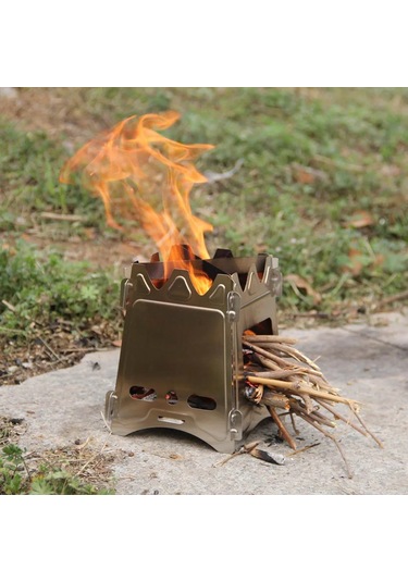 Kamp Odun Sobası Taşınabilir Paslanmaz Çelik Hafif Katılaşmış Gümüş
